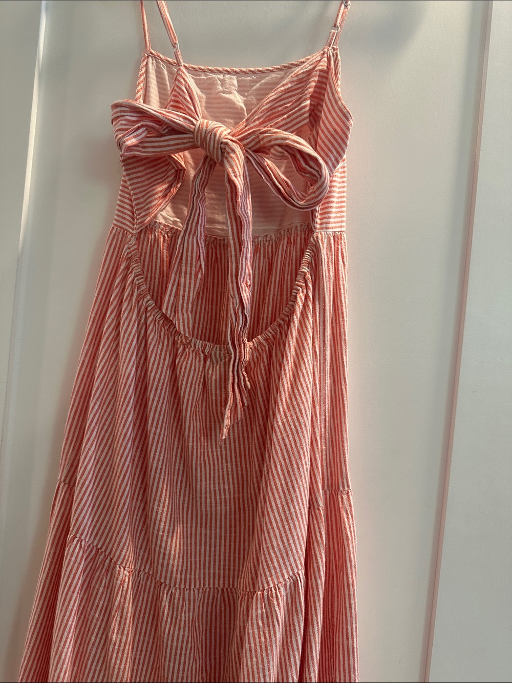 Vero Moda 100% cotton Striped Coral Maxi Sundress open back